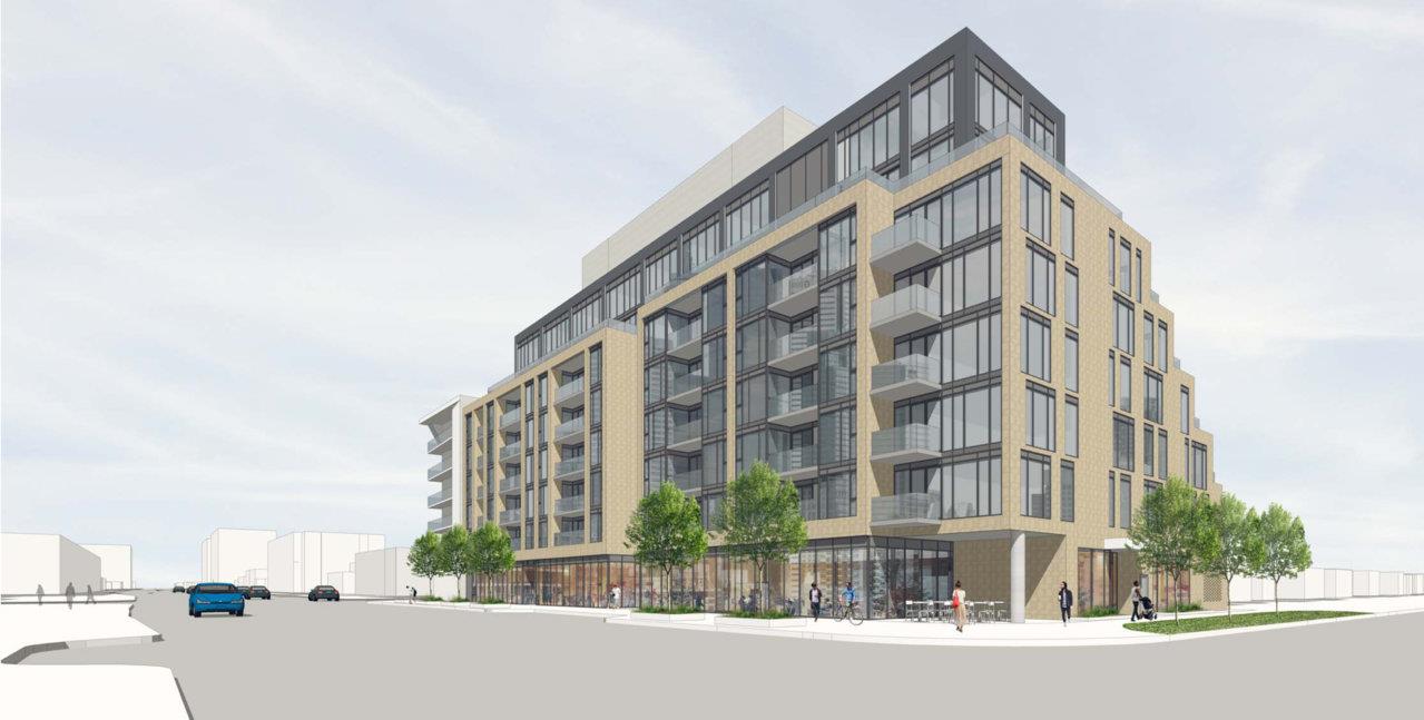 Exterior rendering of Kazmir Condos in Toronto