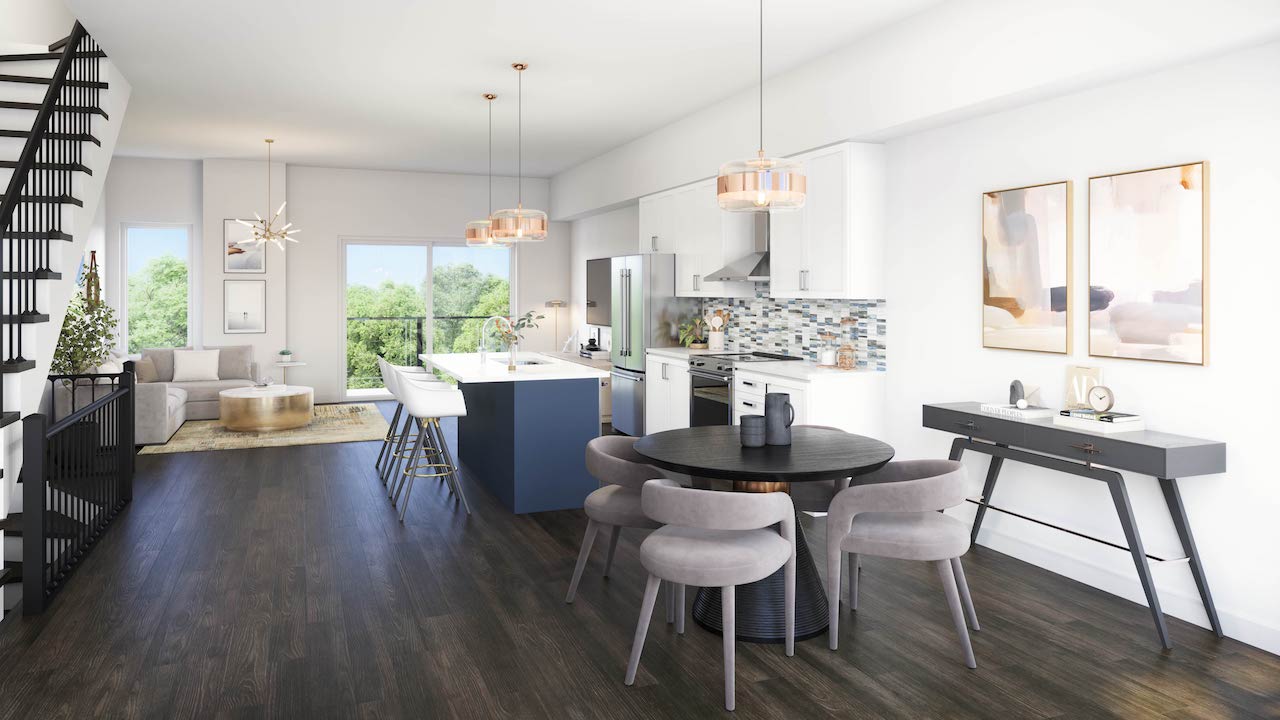 Rendering of Mariner's Pier Condos suite interior open-concept living