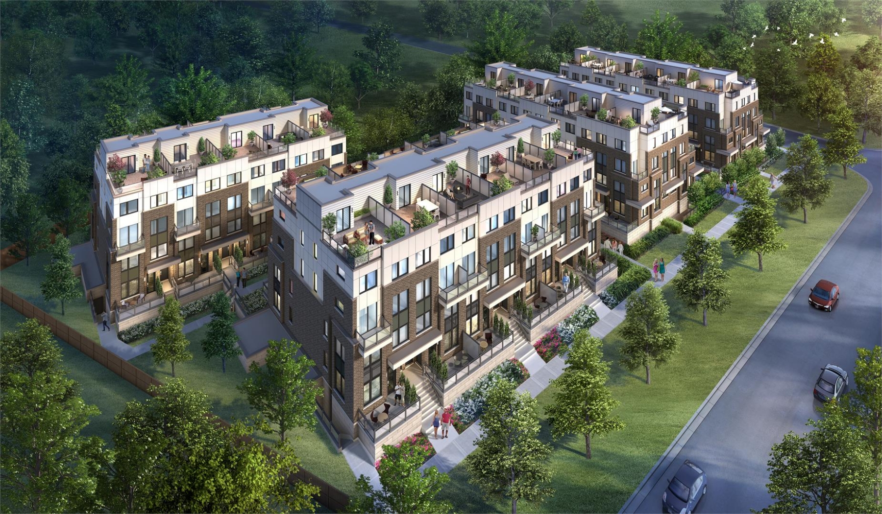 Aerial rendering of Market District Urban Towns in Pickering
