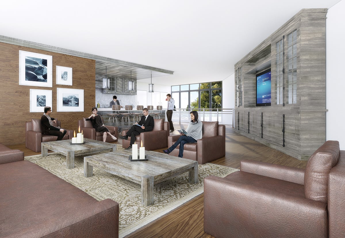 Rendering of SweetLife Condos and Towns party room