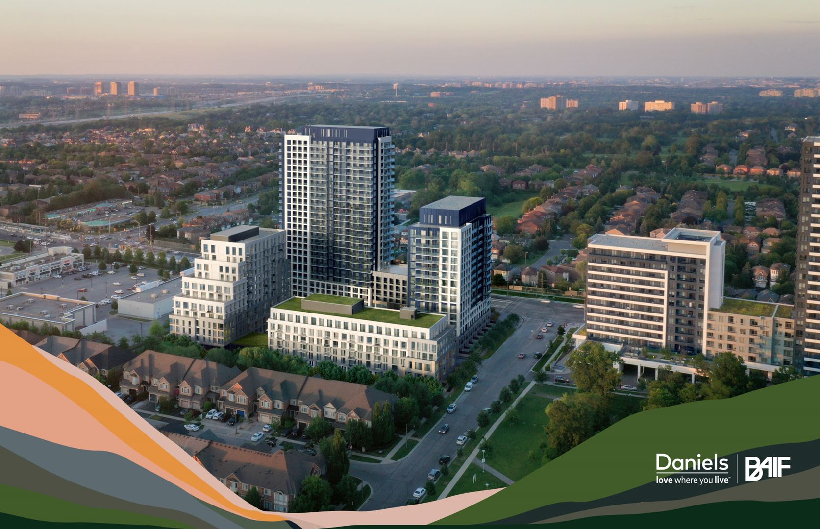 Aerial rendering of Boulevard at the Thornhill Condos