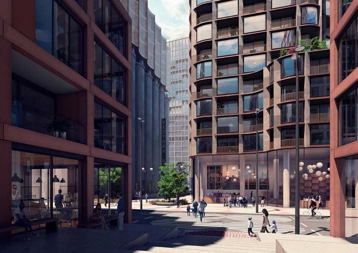 Rendering of Victory Silos Condos walkway