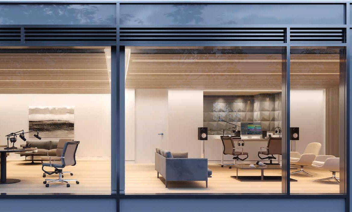 Rendering of 79825 Condos Interior meeting room with studio