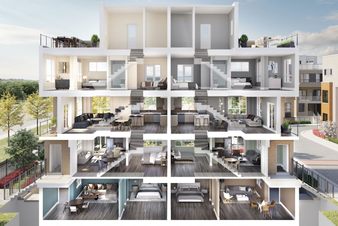 Rendering of Glenway Urban Towns doll house view