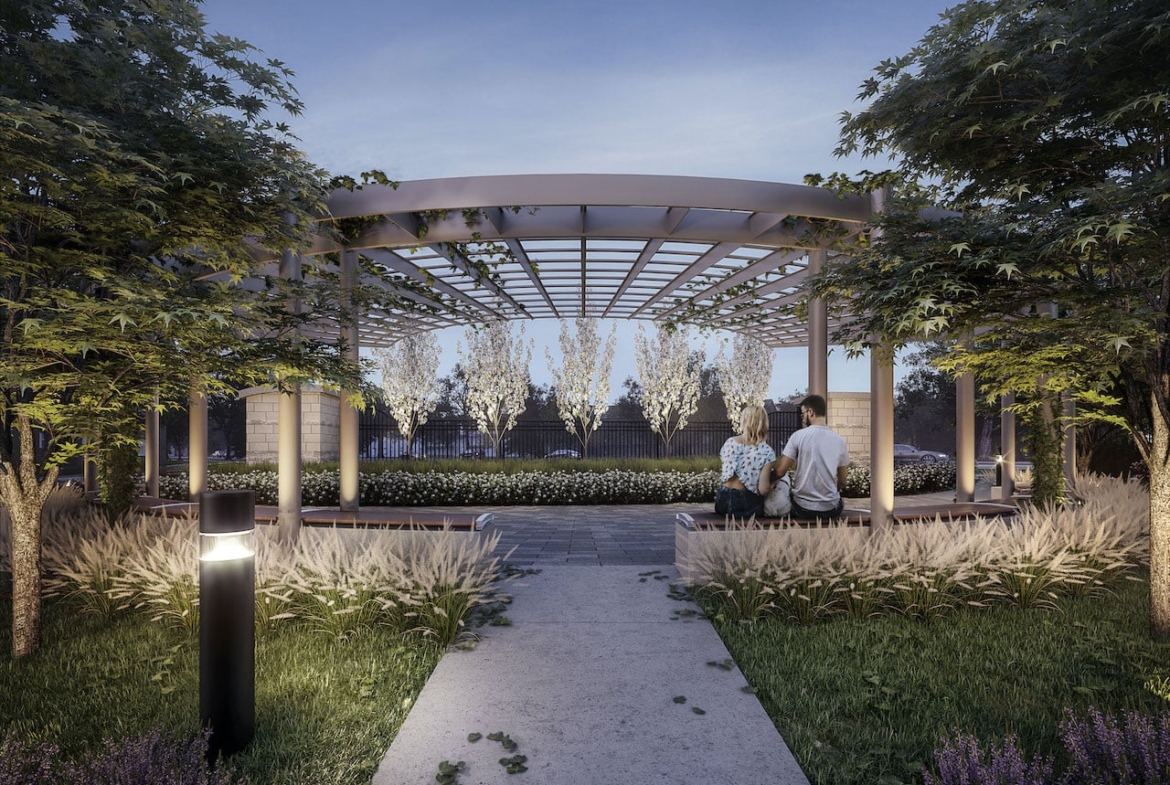 Rendering of Glenway Urban Towns courtyard in the evening