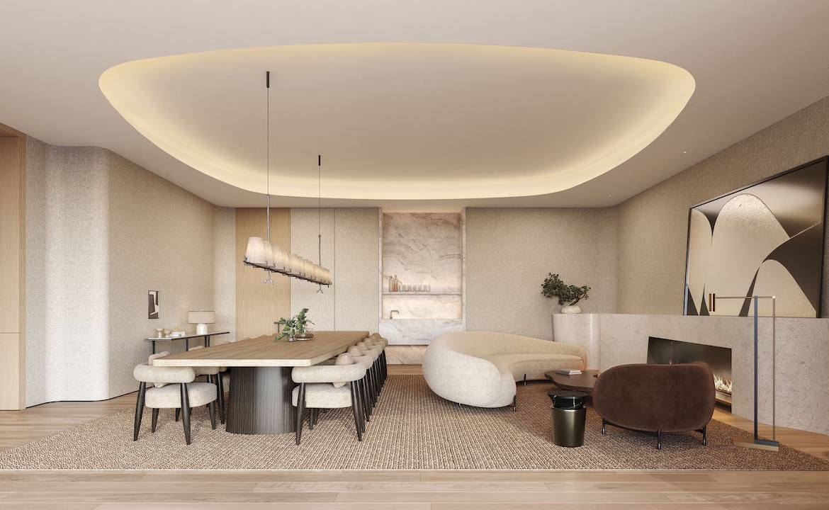 Rendering of The Bedford suite dining room