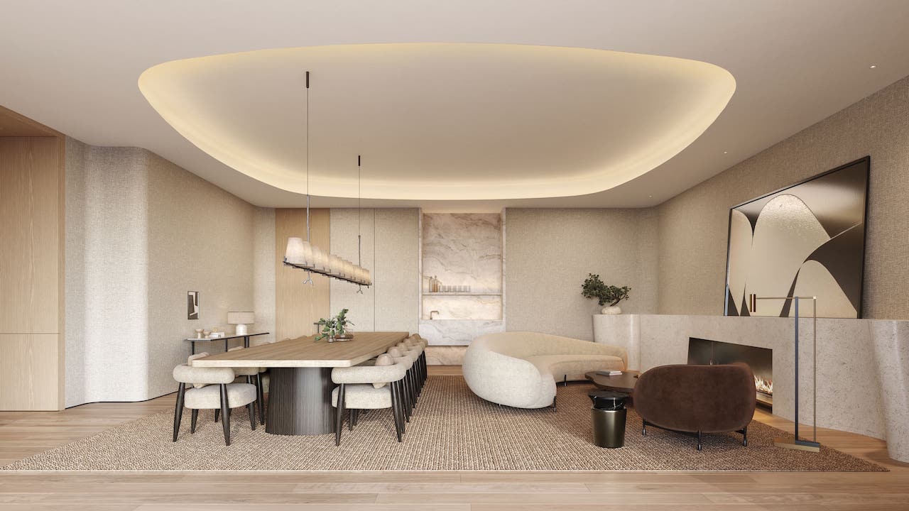 Rendering of The Bedford suite dining room