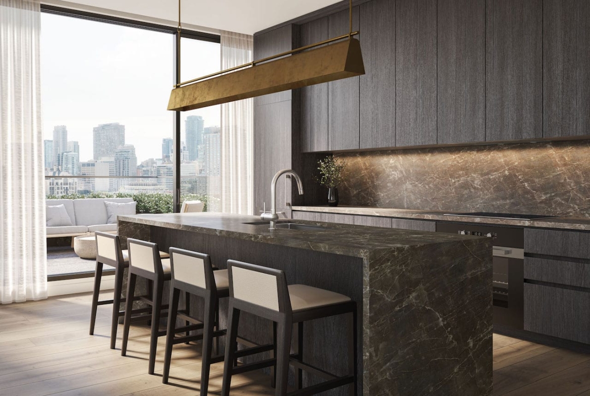 Rendering of The Bedford suite kitchen vignette