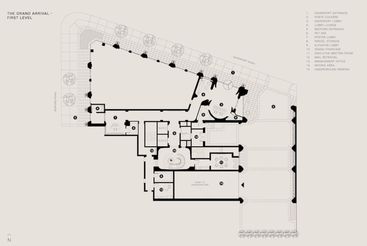 The Bedford first level amenity plan