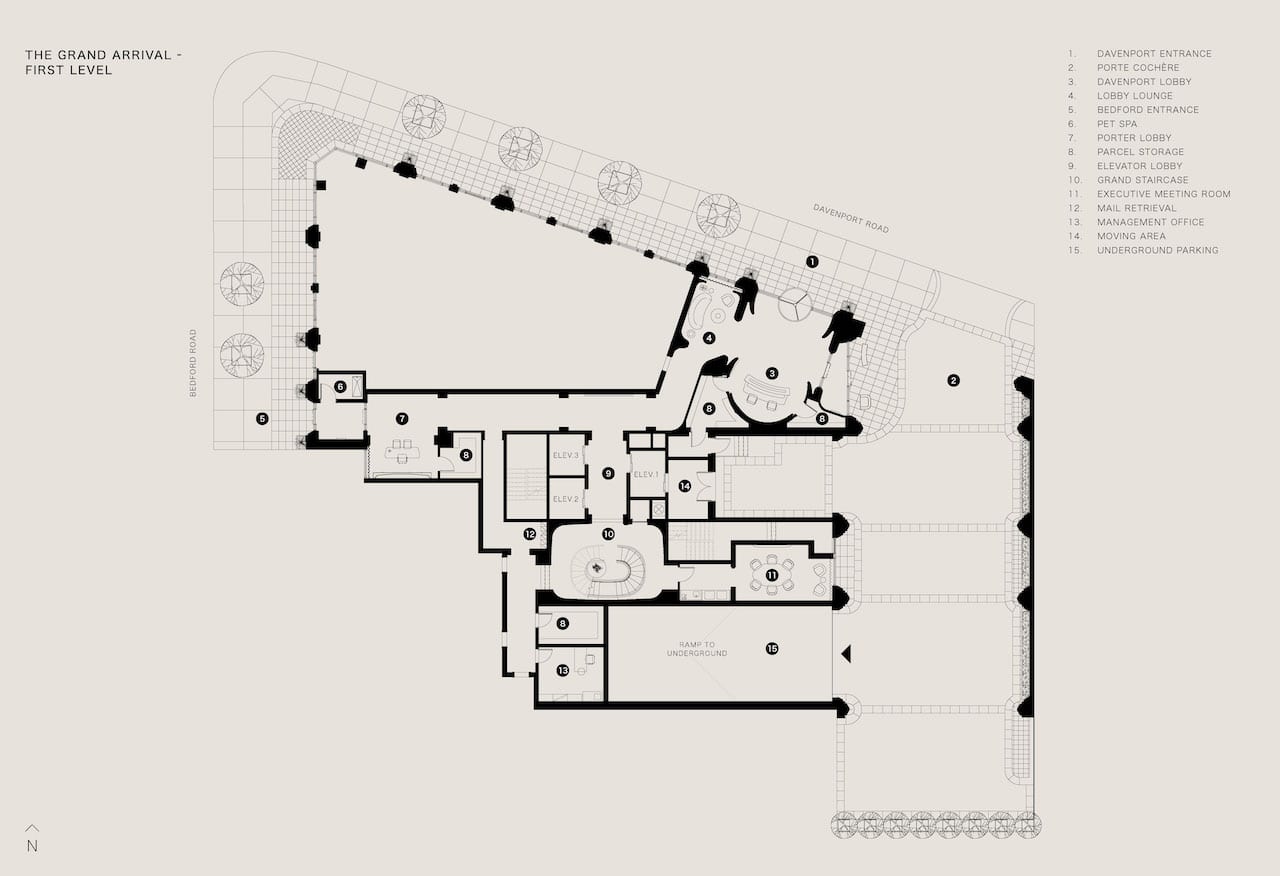 The Bedford first level amenity plan