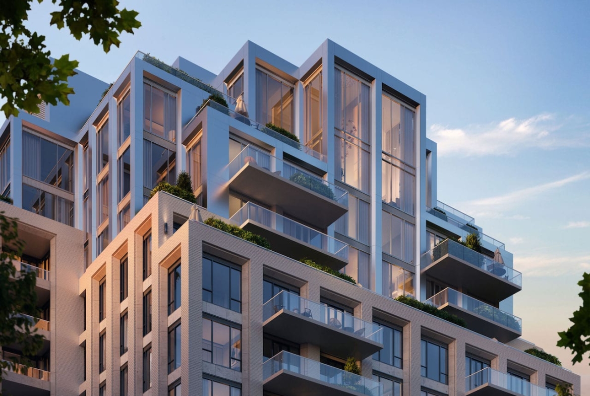 Rendering of The Bedford exterior evening