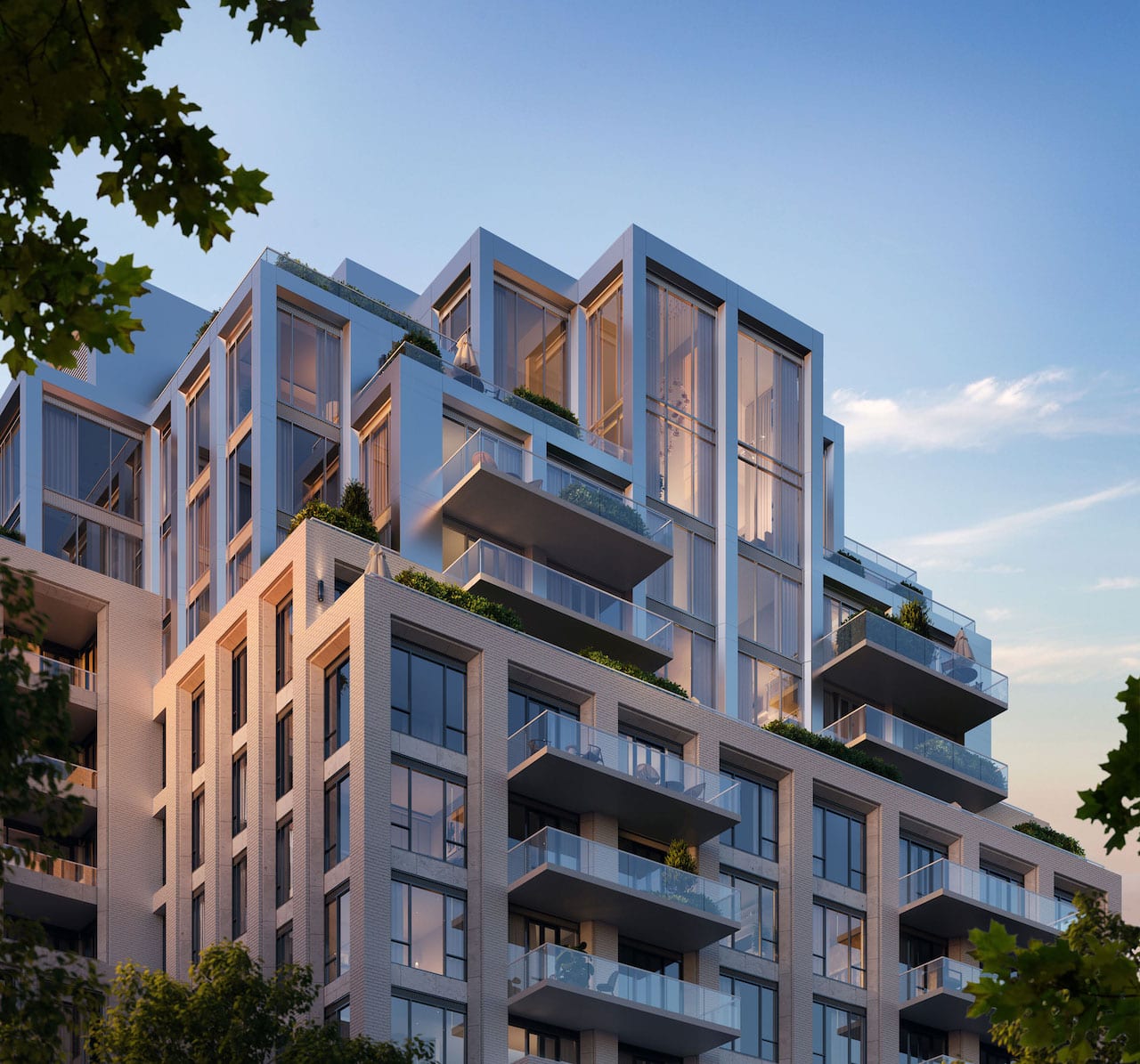 Rendering of The Bedford exterior evening