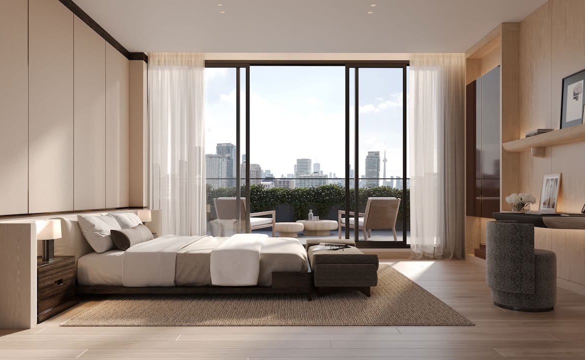 Rendering of The Bedford suite primary bedroom
