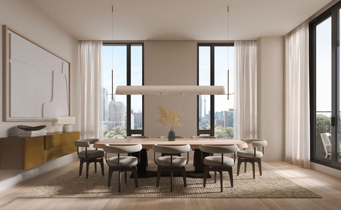 Rendering of The Bedford suite dining room