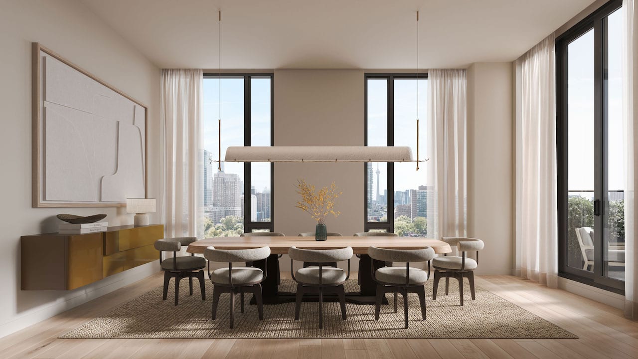 Rendering of The Bedford suite dining room