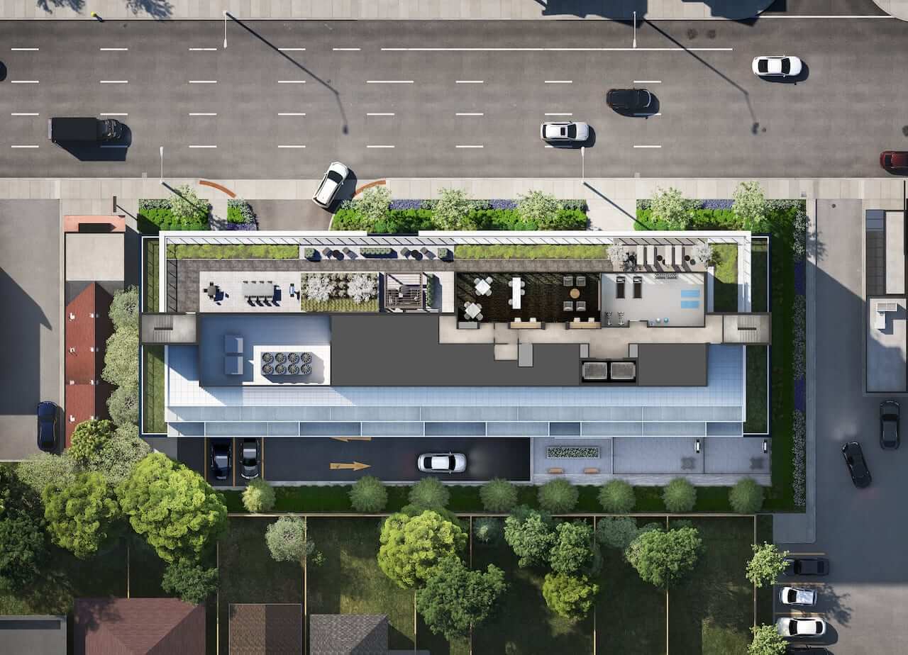 Rendering of Westgate exterior amenities top view