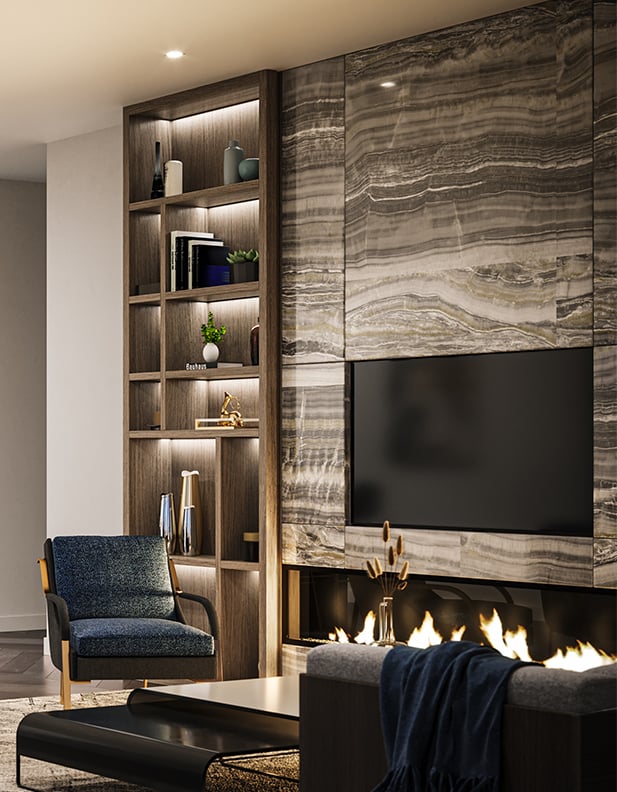 Rendering of Y9825 Condos amenity space