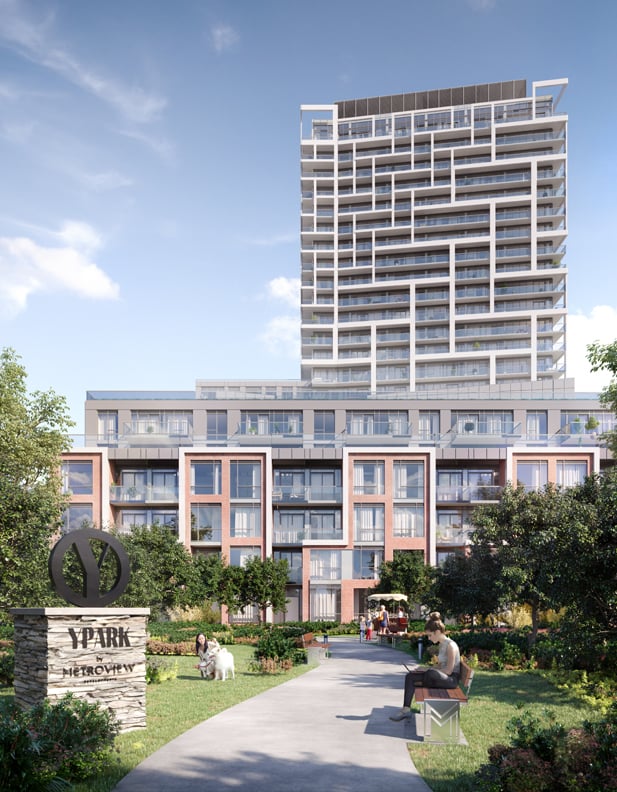 Rendering of Y9825 Condos exterior path entrance