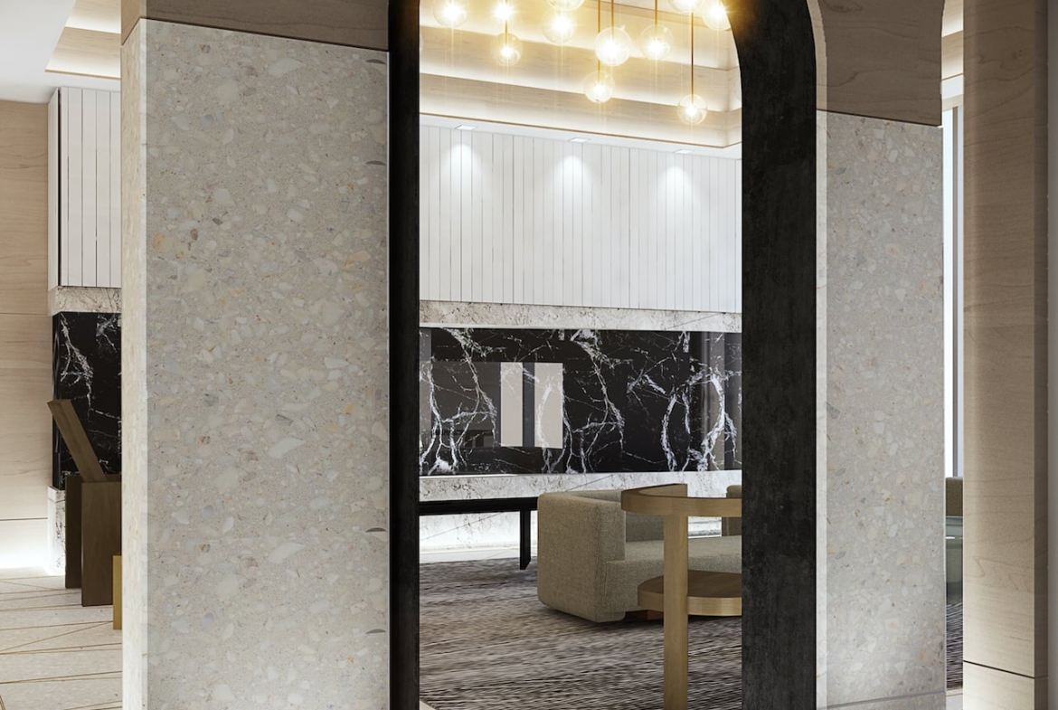 Crest Condos interior lobby architectural details