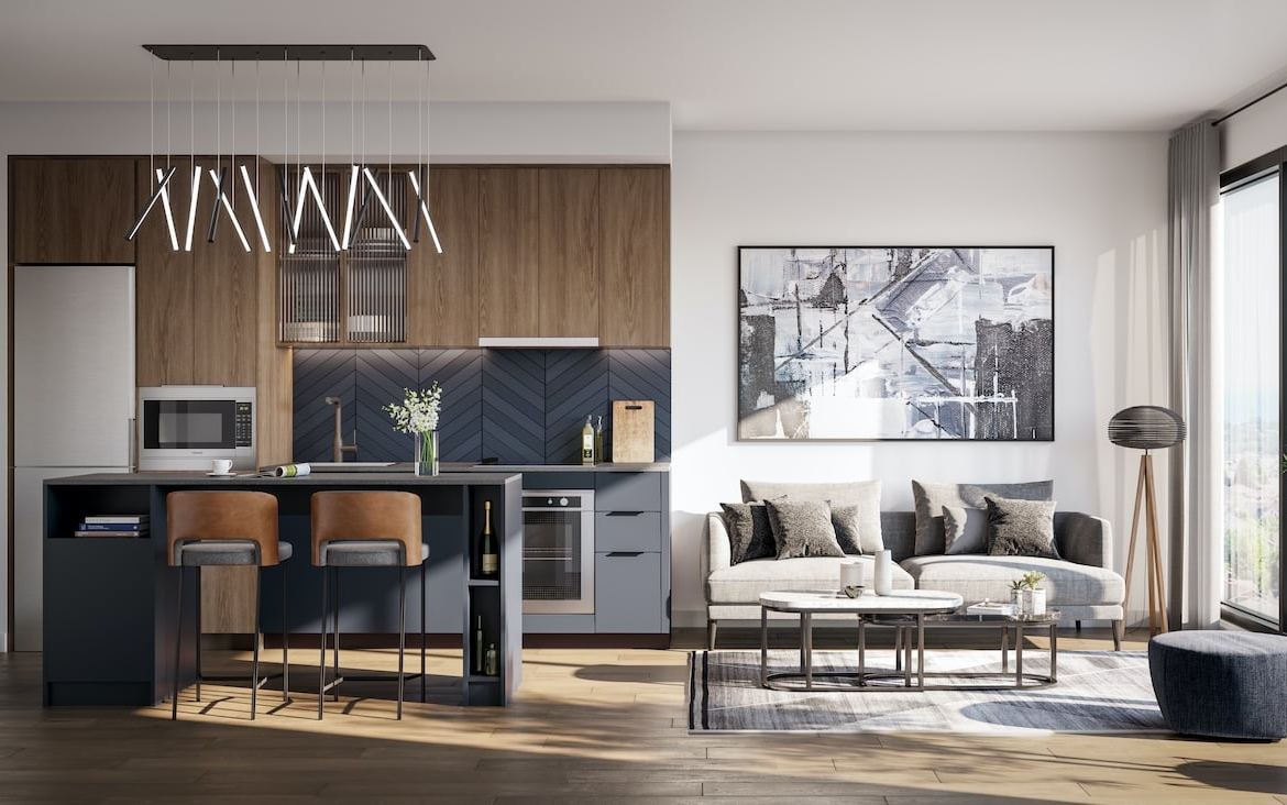 Rendering of Verge Condos suite kitchen
