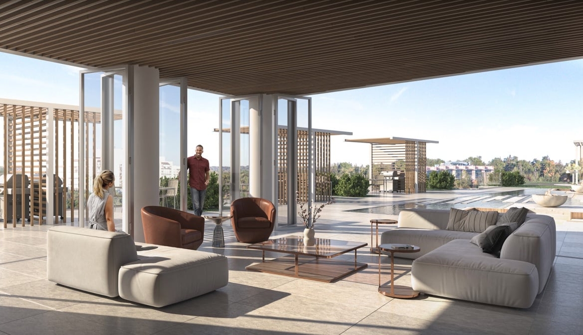 Rendering of Y9825 Condos poolside lounge