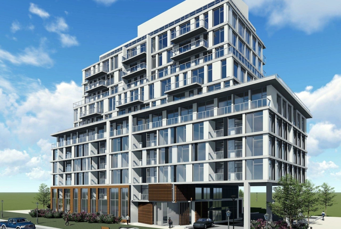 Rendering of 3374 Keele Condos exterior angled view