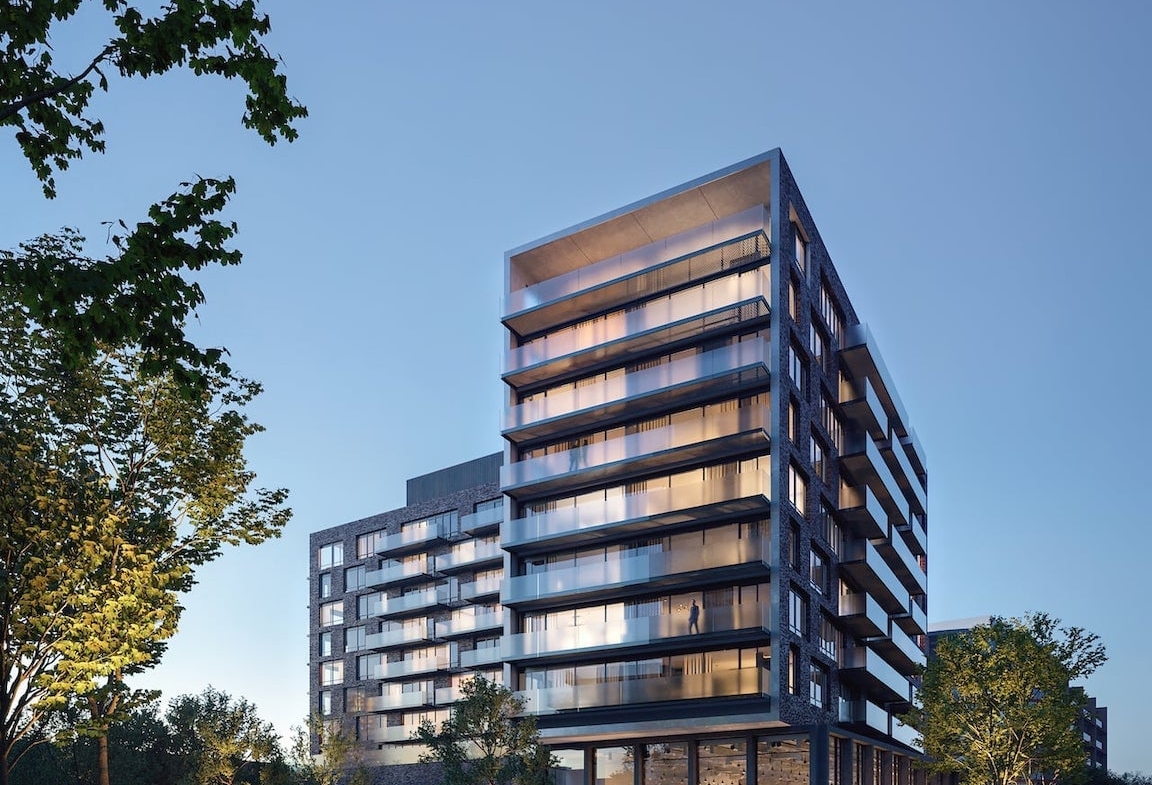 Rendering of Brightwater The Mason exterior at night