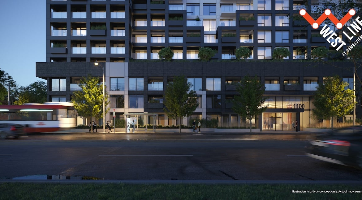 Rendering of WestLine Condos exterior ground floor