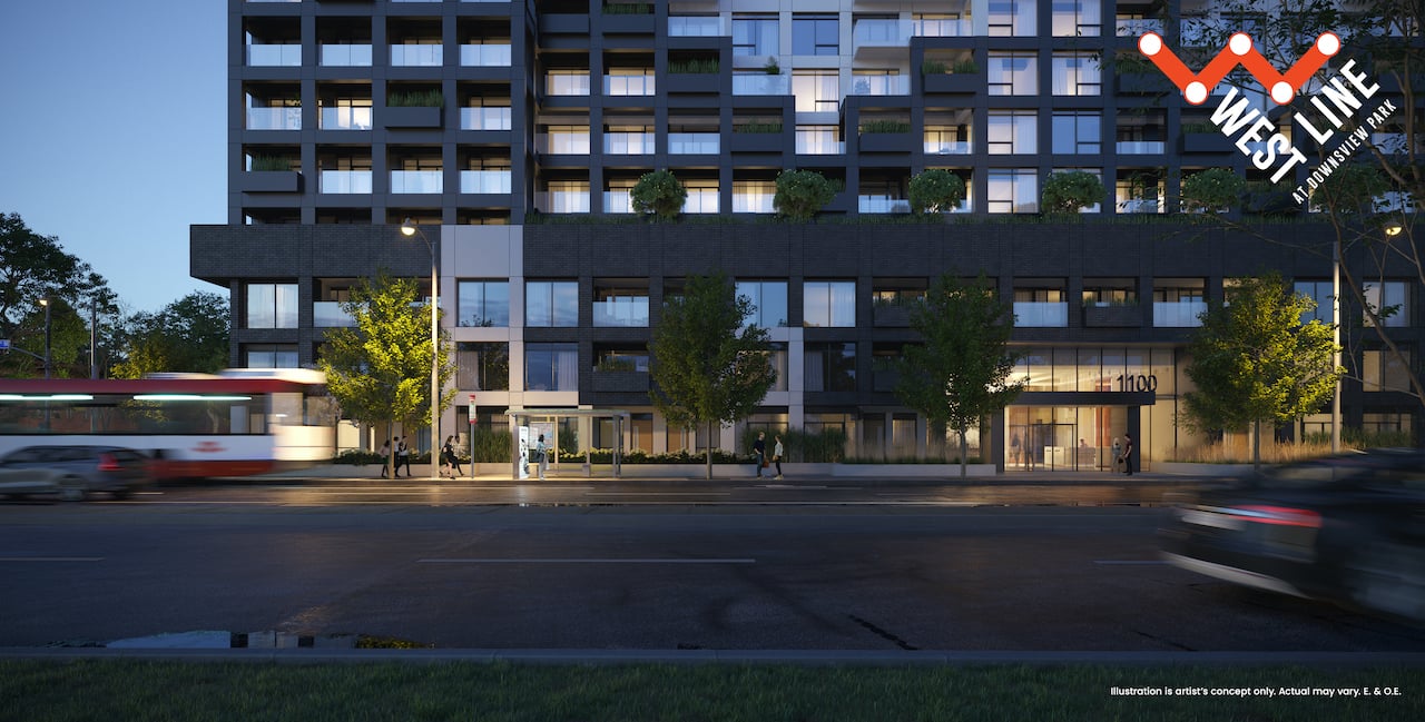 Rendering of WestLine Condos exterior ground floor