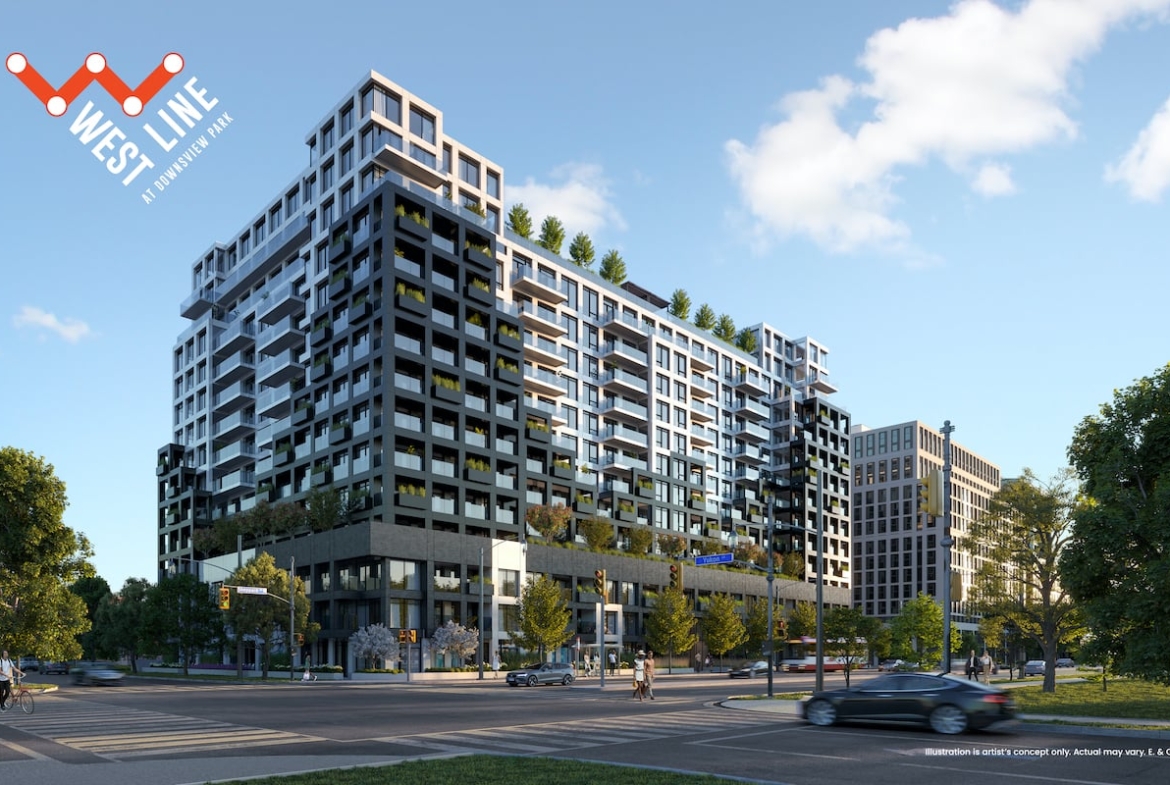 Rendering of WestLine Condos exterior full view