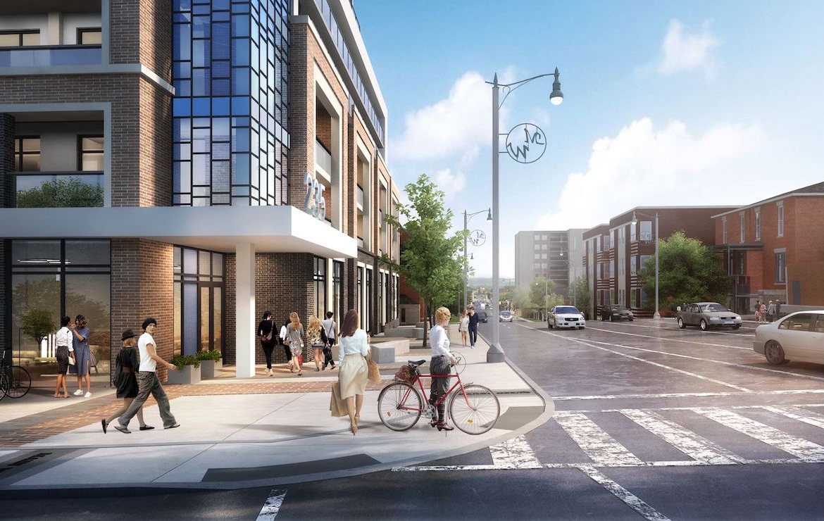Rendering of Apex Condos exterior intersection