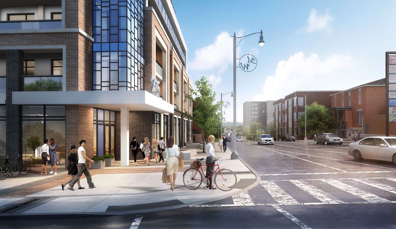 Rendering of Apex Condos exterior intersection