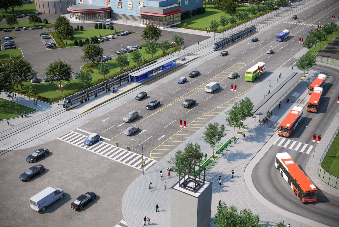 Rendering of Arte Condos LRT aerial