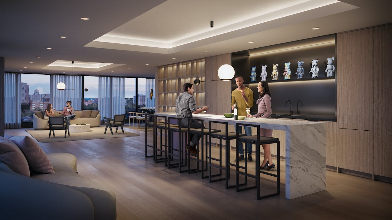 Rendering of Arte Condos party room