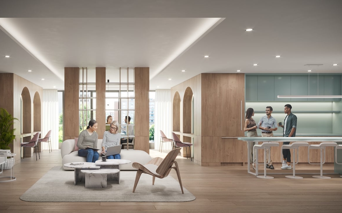 Rendering of Arte Residences co-working lounge
