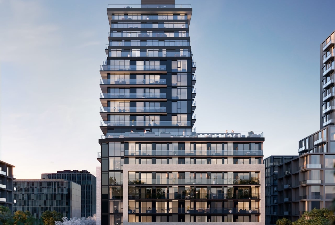 Rendering of Arte Residences exterior dusk