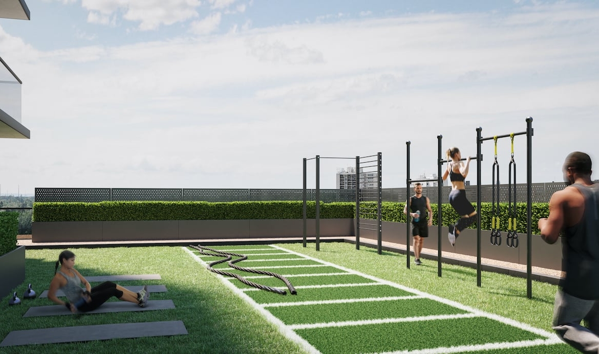 Rendering of Arte Residences outdoor fitness centre