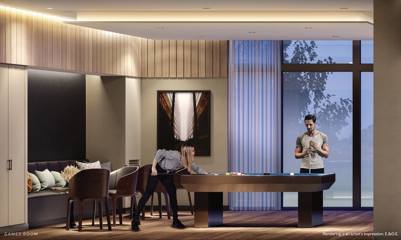 Rendering of ELLE Condos game room