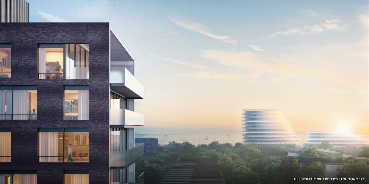 Rendering of The Mason Condos view of lake ontario