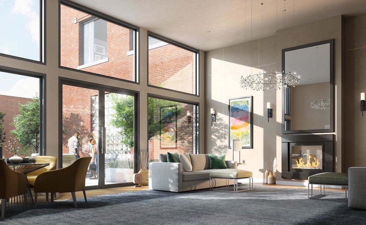 Rendering of The Walton Residences interior lounge