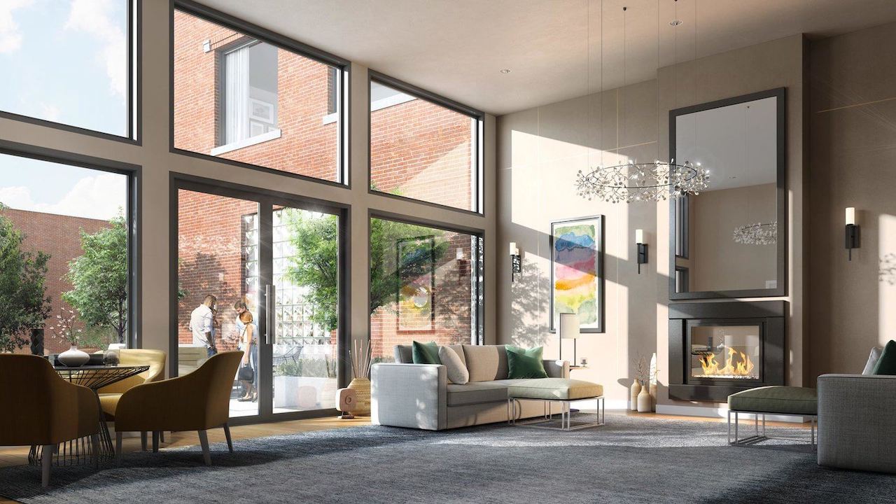 Rendering of The Walton Residences interior lounge