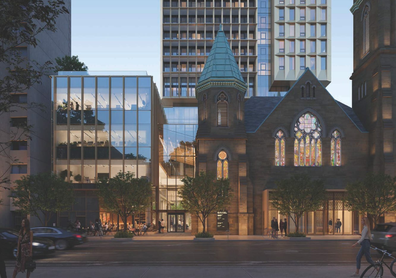Rendering of Cielo Condos streetscape evening