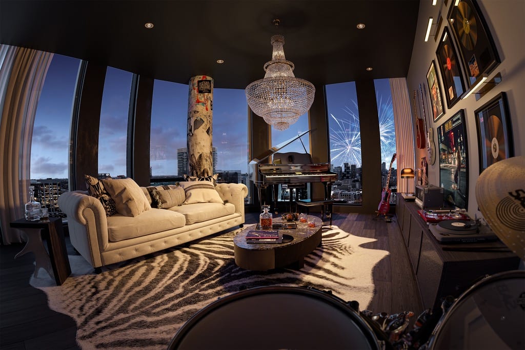 Rendering of Alias condos lounge