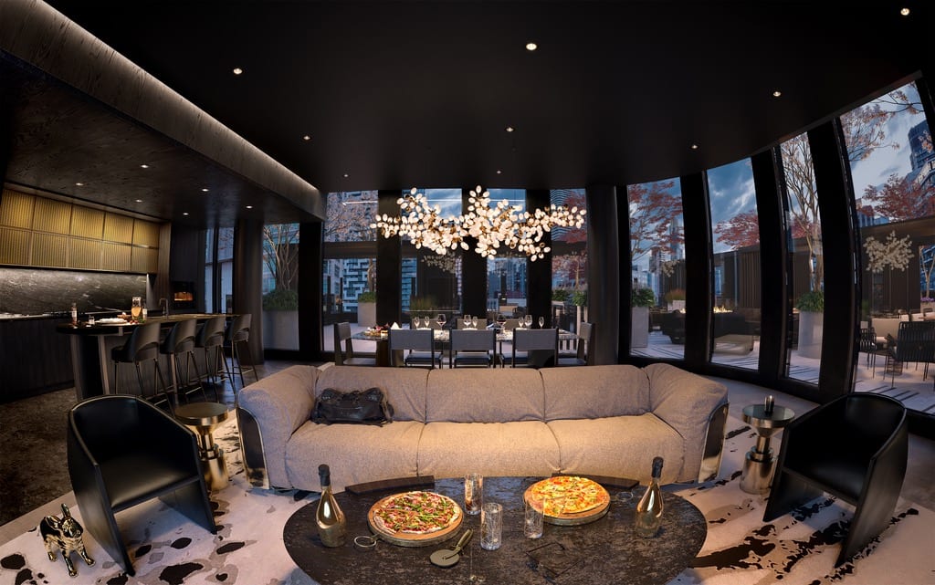 Rendering of Alias condos party room