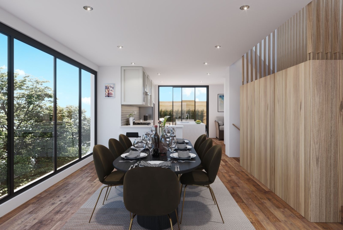 Rendering of West Six Urban Towns dining room