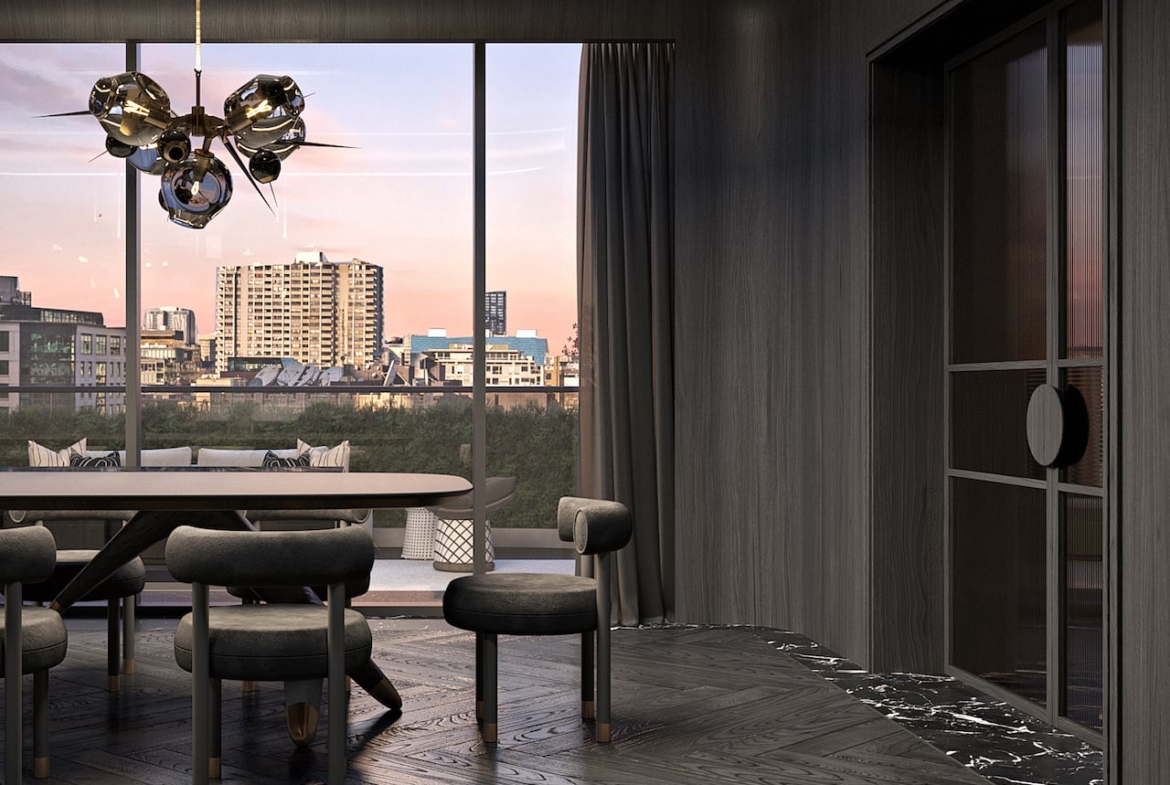 Rendering of Natasha Residences interior dining room view 1