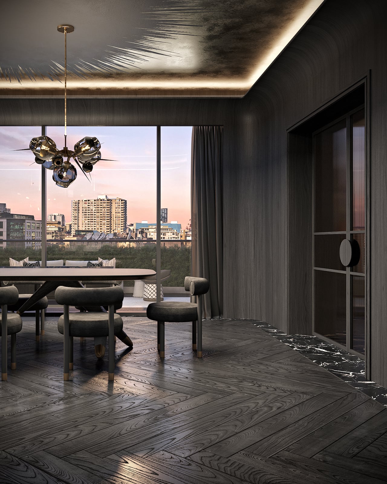 Rendering of Natasha Residences interior dining room view 1