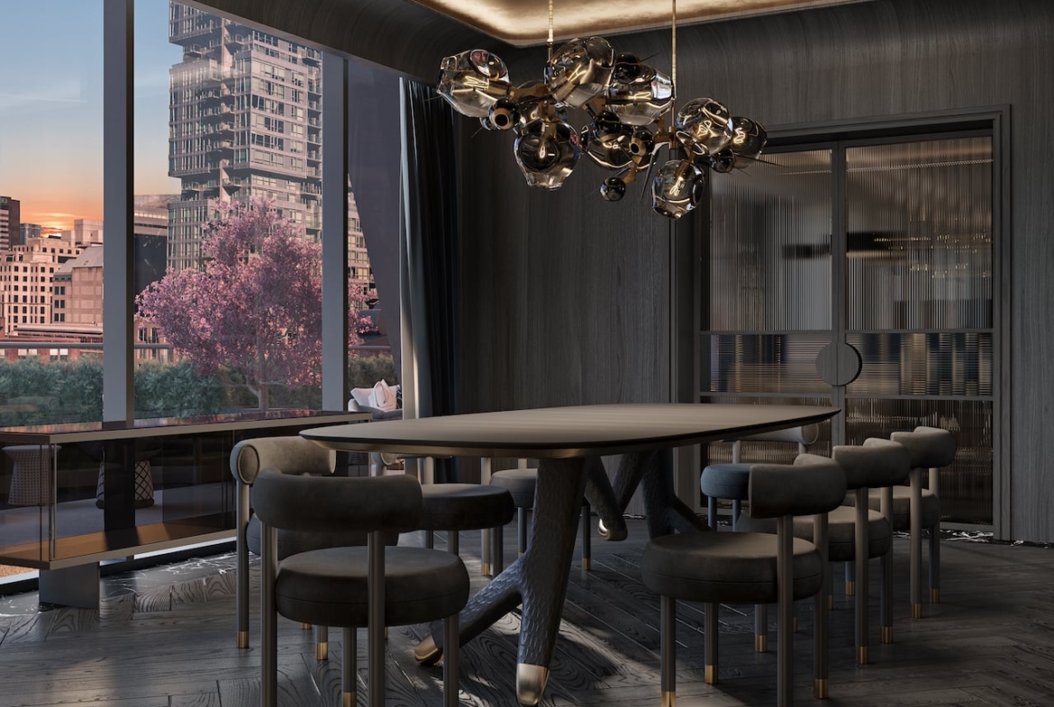 Rendering of Natasha Residences interior dining room view 2