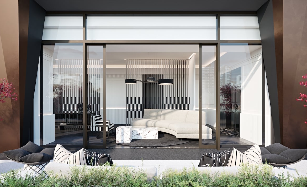 Rendering of Natasha Residences elevator lobby lounge
