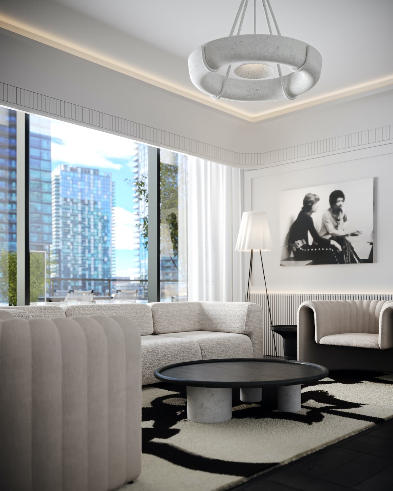 Rendering of Natasha Residences lobby with lounge seating